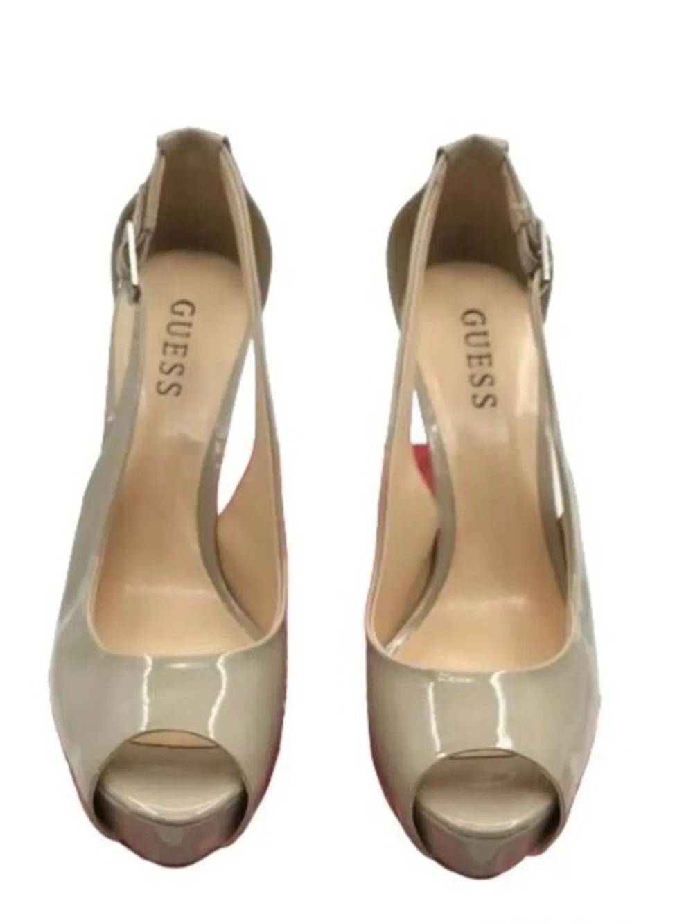 GUESS Nude Peep-Toe Slingback Heels - size 7.5